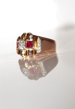 Bague Tank rubis diamants