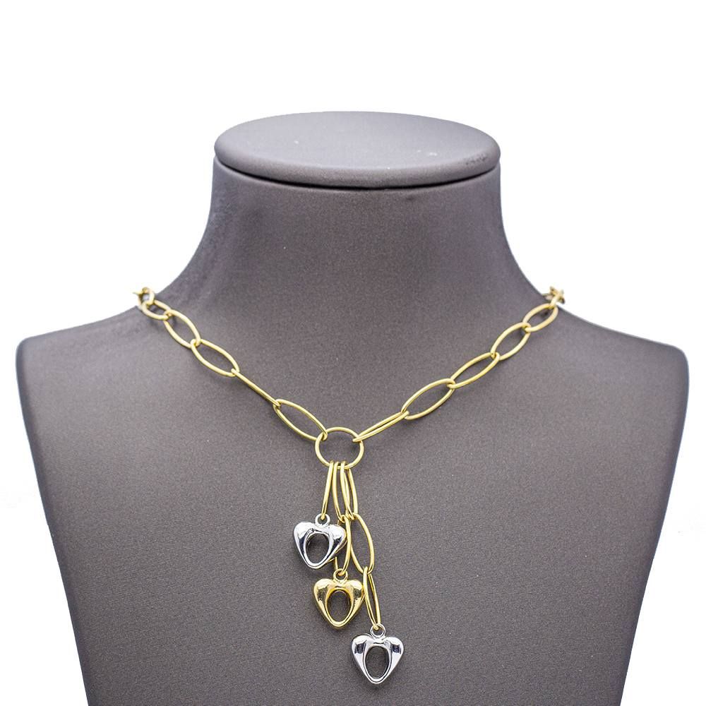 Collier en or bicolore avec des cœurs