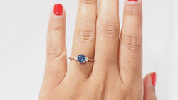 Bague en platine saphir de Ceylan et diamants