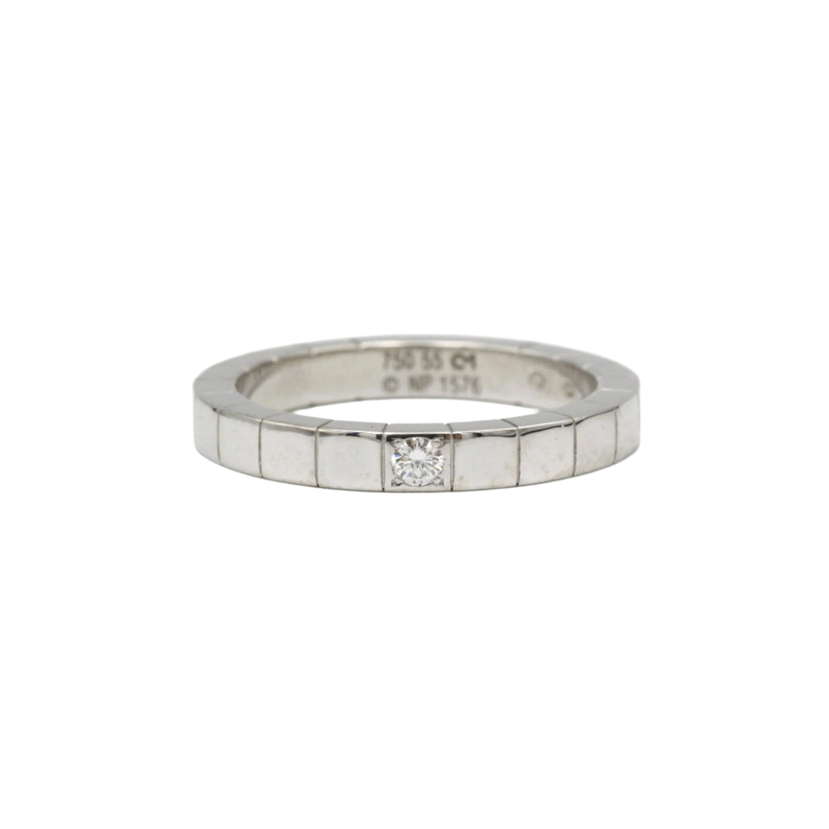 Bague Alliance CARTIER Lanière en or blanc et diamant