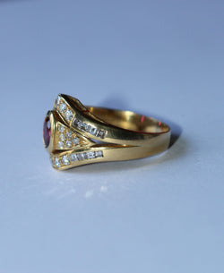 Bague Rubis Diamants Sur Or Jaune