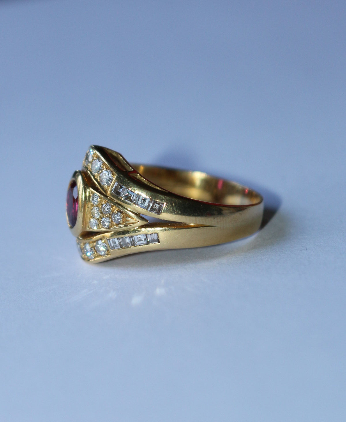Bague Rubis Diamants Sur Or Jaune