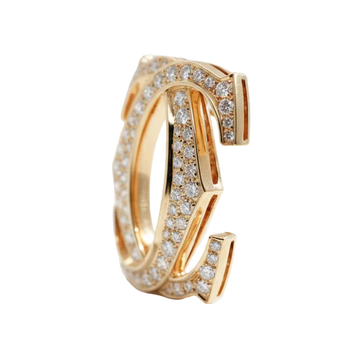 Cartier - Broche Vintage - Motif Double C - Or jaune et Diamants