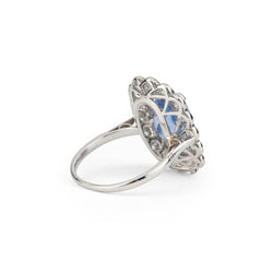 Bague Marguerite en platine, saphir et diamants