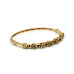 Bracelet Rigide - Or, Péridots et Rubis