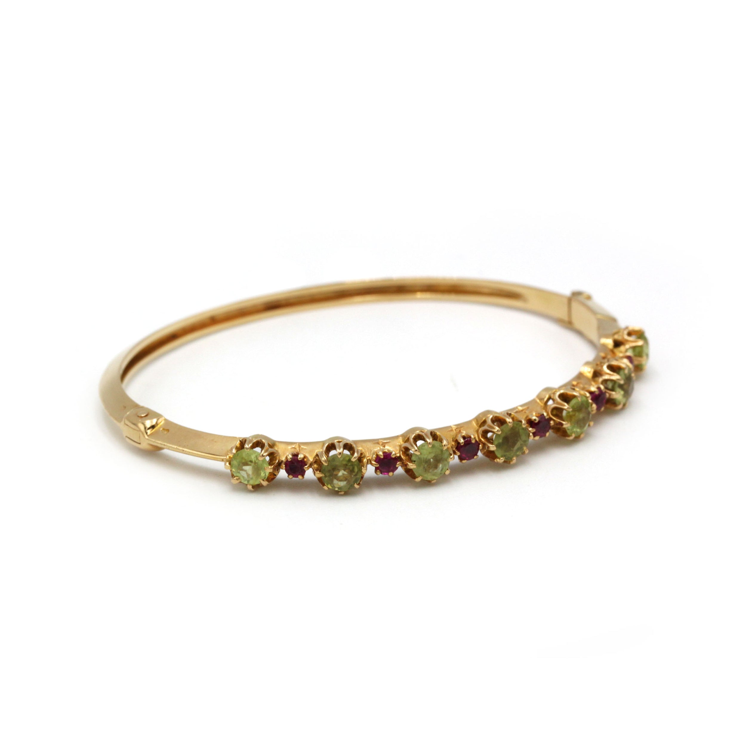 Bracelet Rigide - Or, Péridots et Rubis