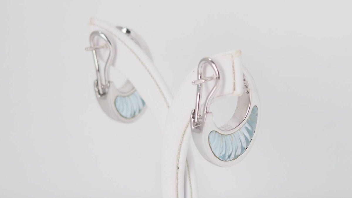 Boucles d'oreilles Clips en or blanc aigues marines et diamants