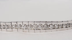 Bracelet rivière ancien en or blanc et diamants