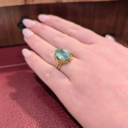 Bague or jaune et aigue-marine