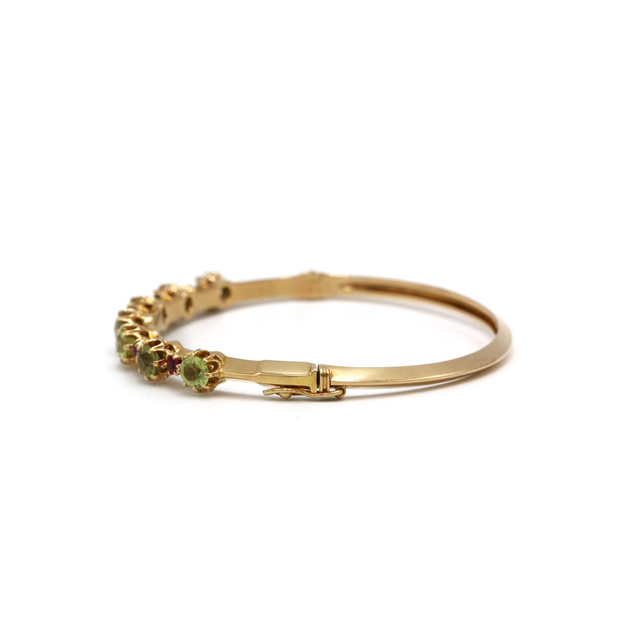 Bracelet Rigide - Or, Péridots et Rubis