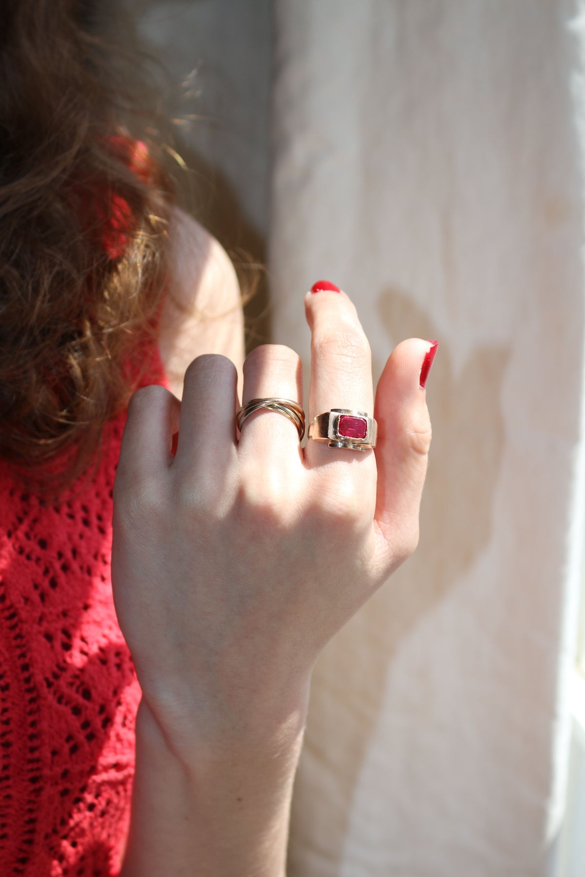 Bague Tank Rubis Verneuil