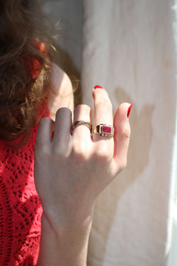 Bague Tank Rubis Verneuil