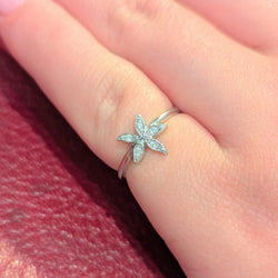 Bague Florale or blanc et diamants