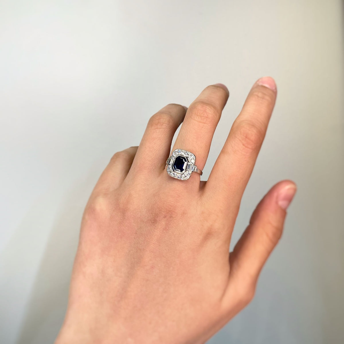 Bague - Platine, Diamants & Saphir
