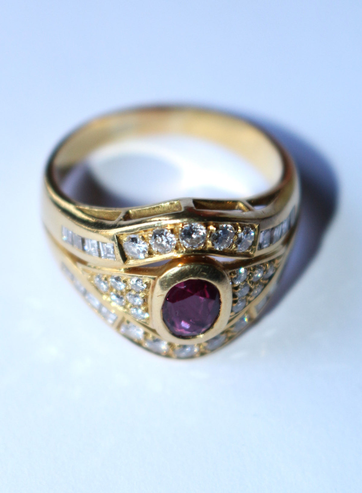 Bague Rubis Diamants Sur Or Jaune
