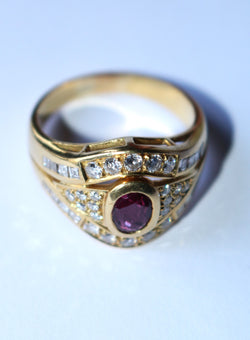 Bague Rubis Diamants Sur Or Jaune