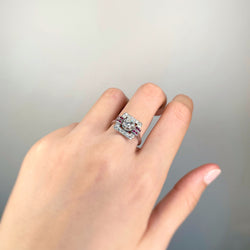 Bague Art-Déco - Platine, diamants & rubis