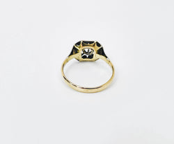Bague solitaire diamant Art Déco en or jaune et blanc