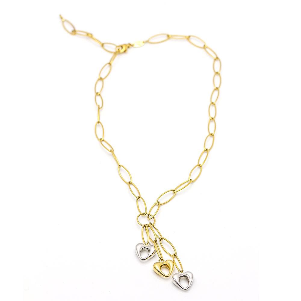 Collier en or bicolore avec des cœurs