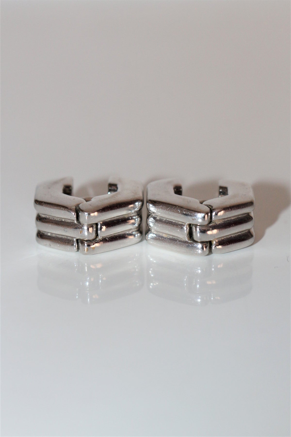 Chimento Boucles Pour Oreilles Percées Vintage En Or Blanc