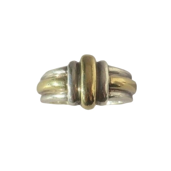 CHRISTOFLE - Bague Jonc godrons Or et Argent