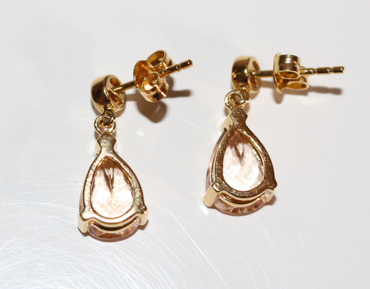 Paire De Boucles d'Oreilles Morganites Et Diamants