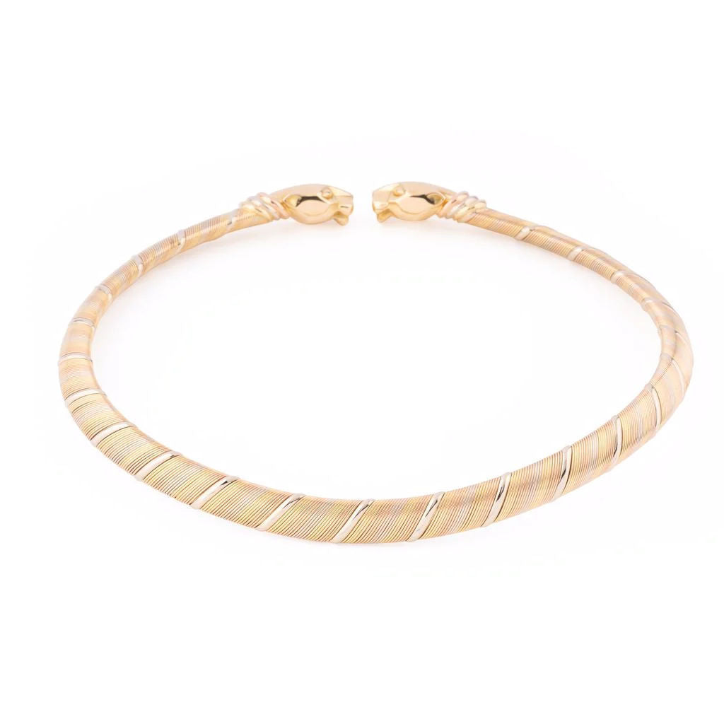Collier Torque CARTIER "Têtes de panthère" en 3 ors
