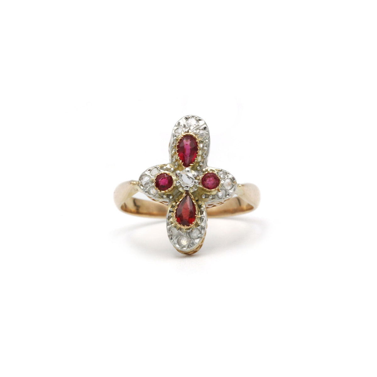 Bague - Or, Diamants & Grenats