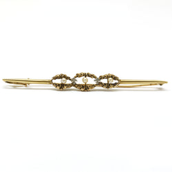 Broche barrette - Début du XXème Siècle - Or et perles fines