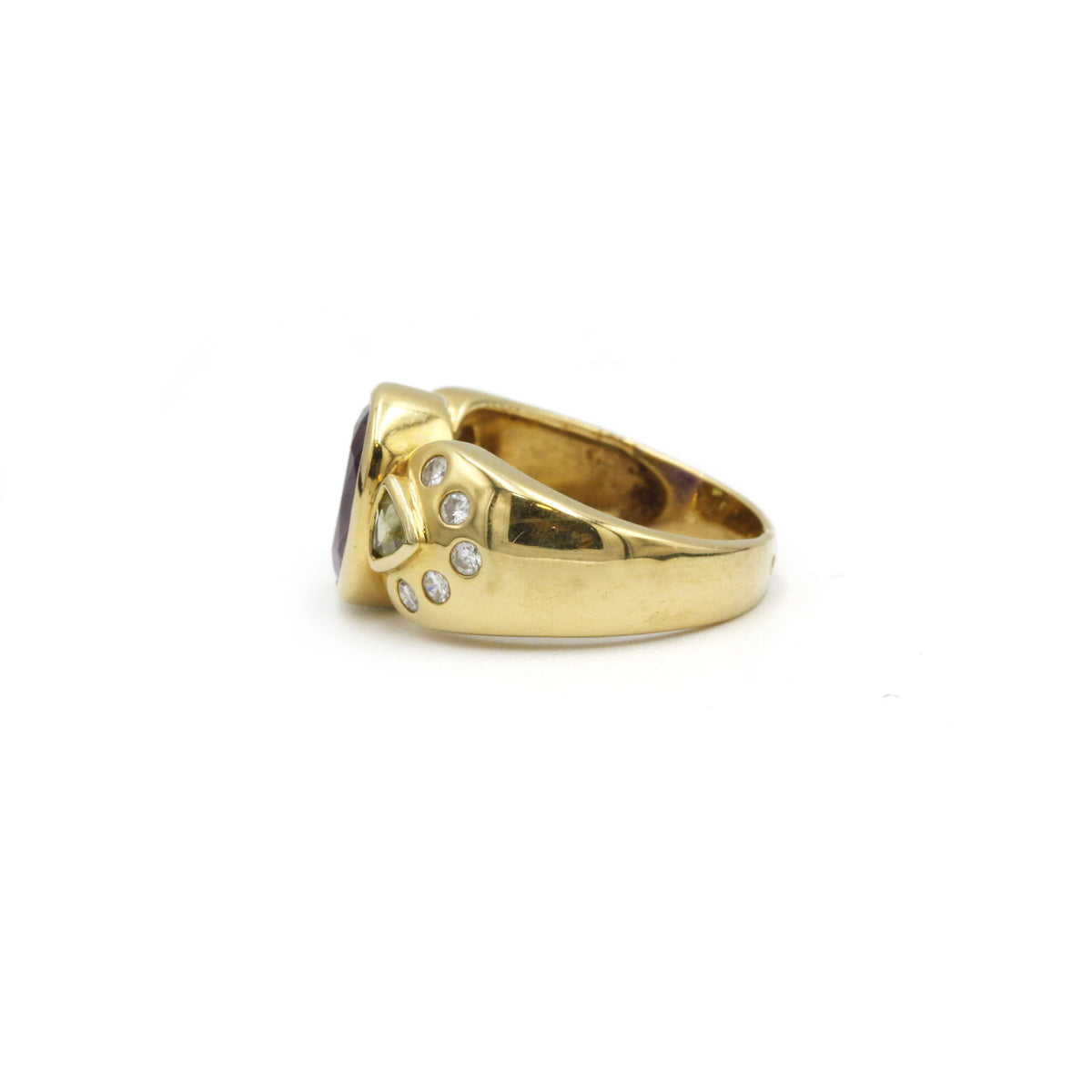 Bague - Or, améthyste, péridots & diamants