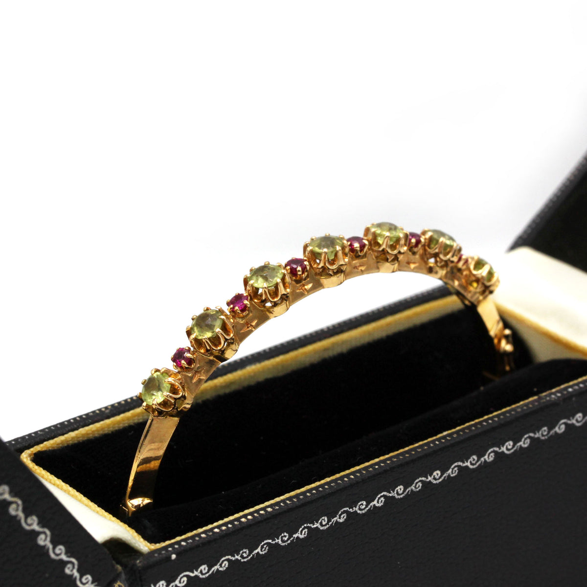 Bracelet Rigide - Or, Péridots et Rubis