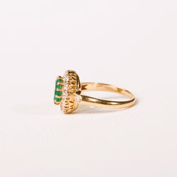 Bague marguerite émeraude et diamants en or jaune