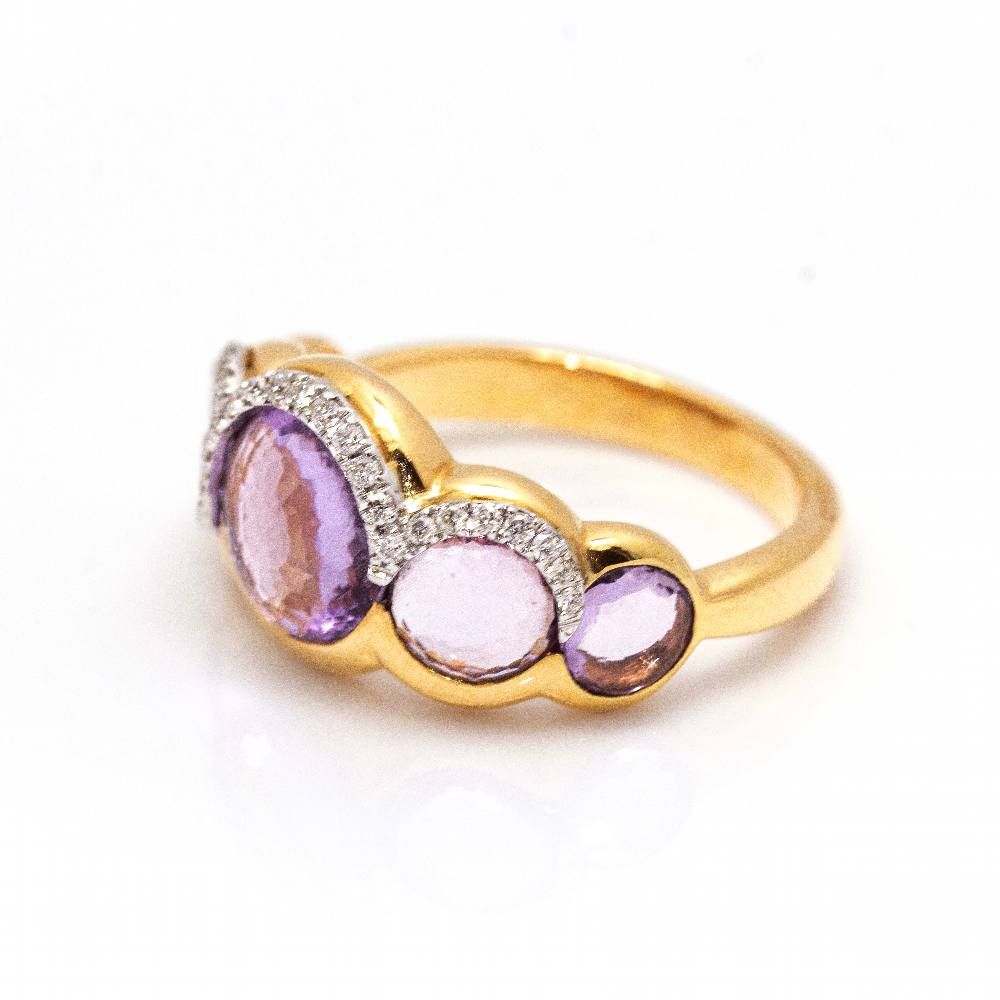 Bague en or rose avec améthyste