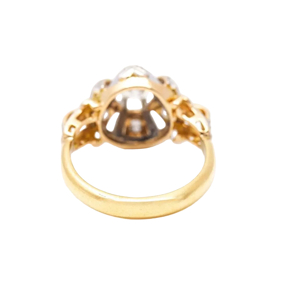Bague Belle Époque en or, platine et diamants. Deuxième main