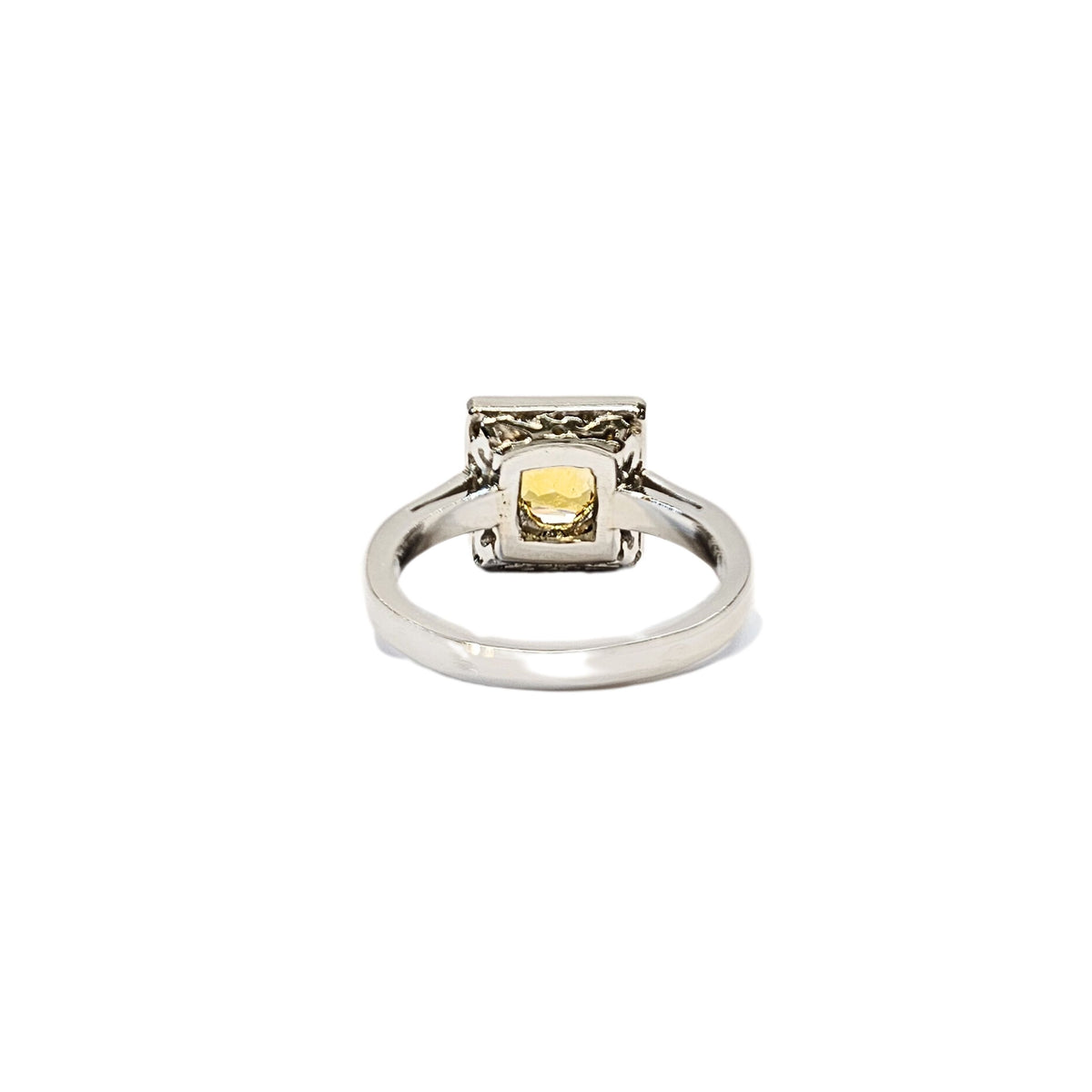Bague en platine 850, diamants et saphir jaune naturels - Taille EU53