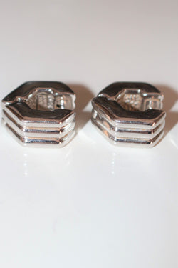 Chimento Boucles Pour Oreilles Percées Vintage En Or Blanc