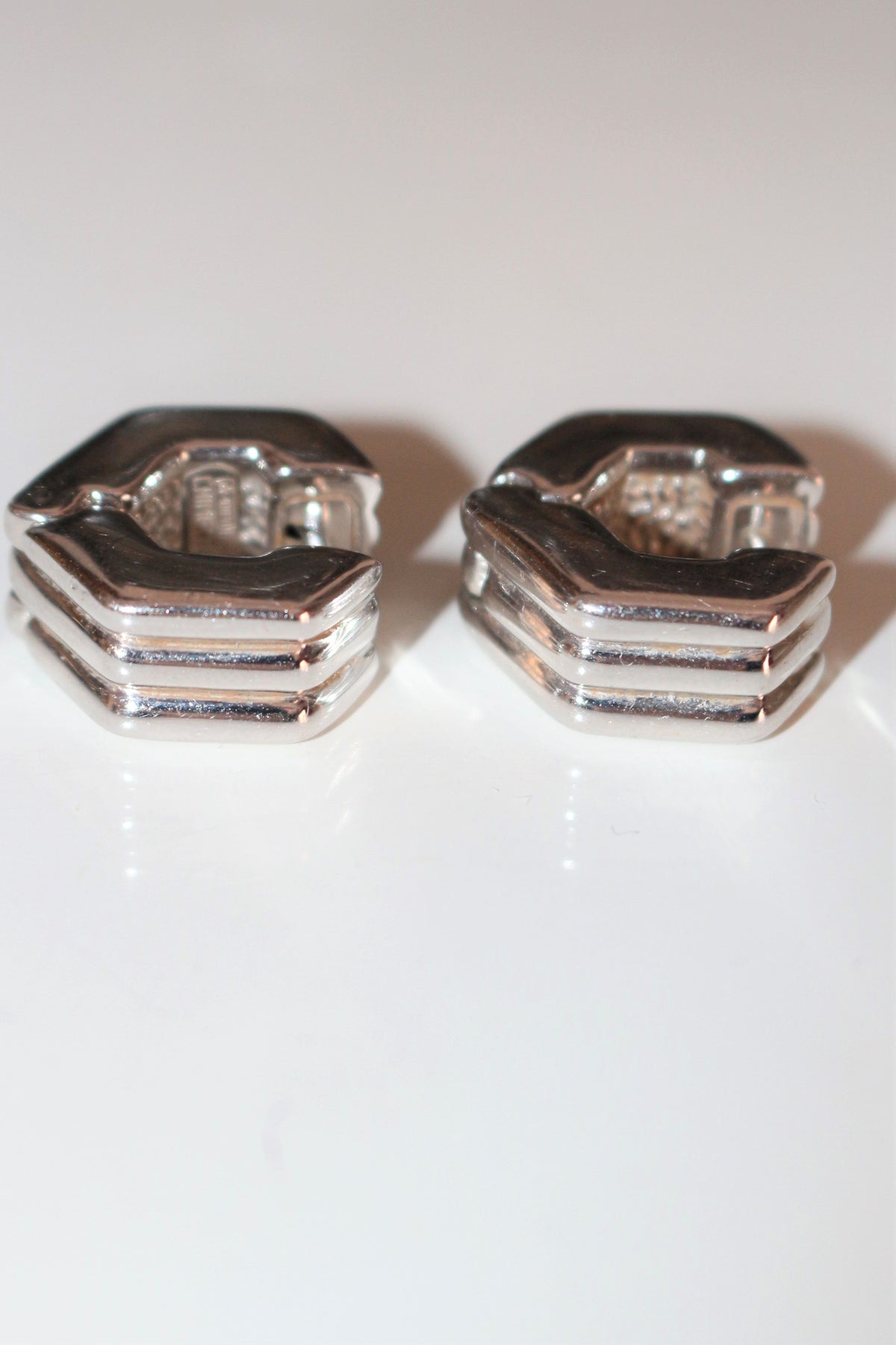 Chimento Boucles Pour Oreilles Percées Vintage En Or Blanc