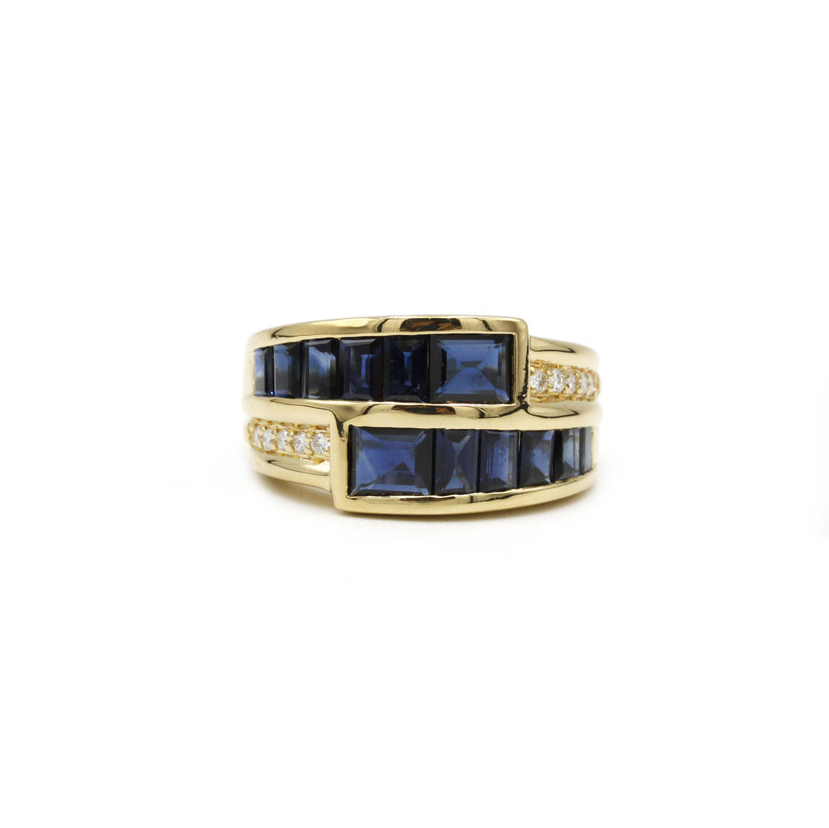 Bague - Or, Diamants & Saphirs