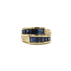 Bague - Or, Diamants & Saphirs