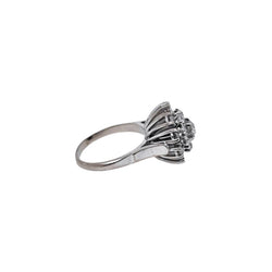 Bague Marguerite double halo diamants en or blanc