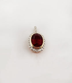 Pendentif marguerite en or deux tons tourmaline et diamants