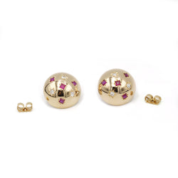 Boucles d'oreilles - Or, Diamants & Rubis
