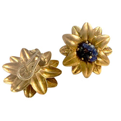 PENDIENTES DISEÑO CONTEMPORÁNEO SIGLO XX de ORO 18 kts con ZAFIROS