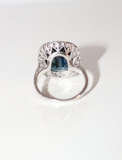 Bague Art Déco Saphir Diamants Platine