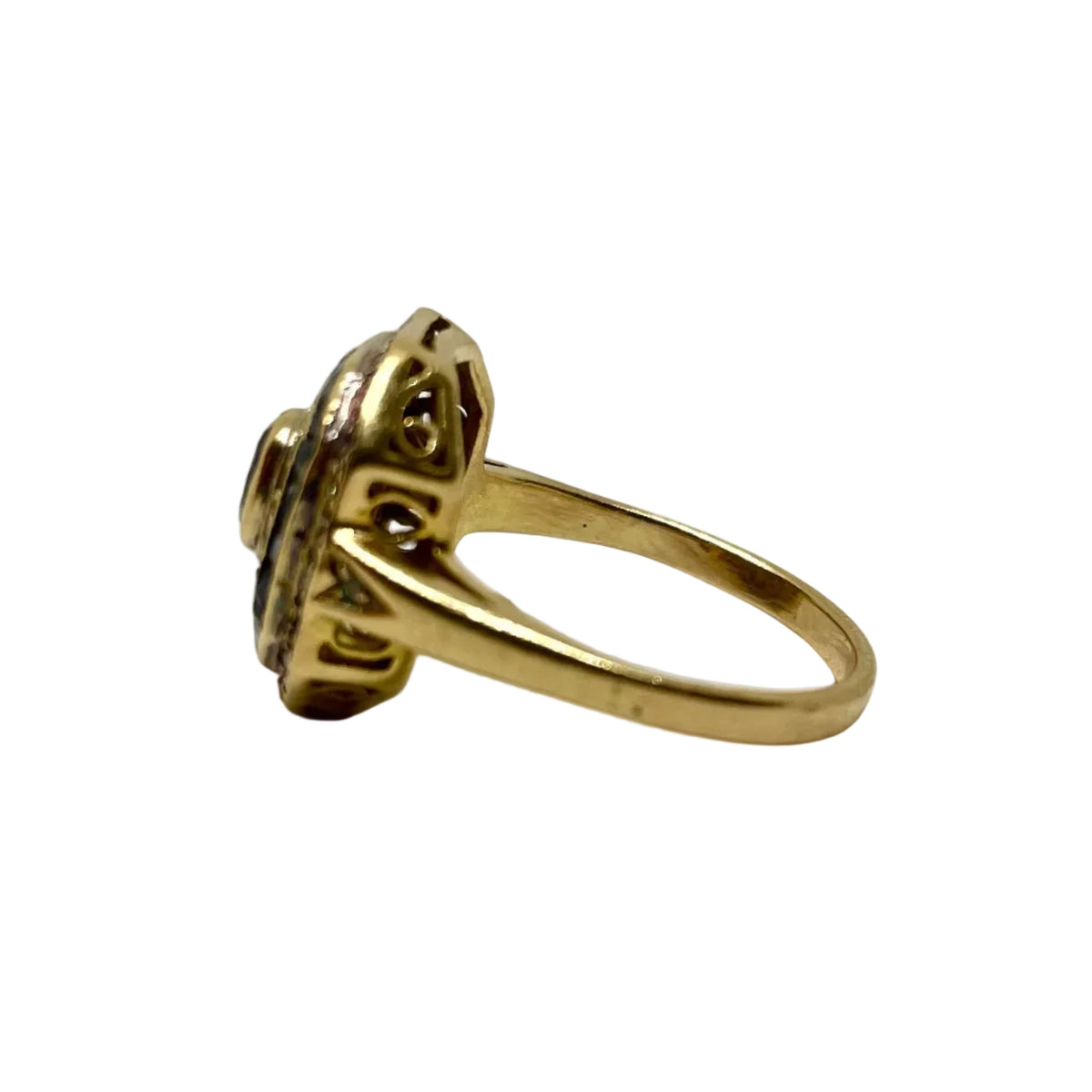 Bague art déco or jaune saphirs et diamants