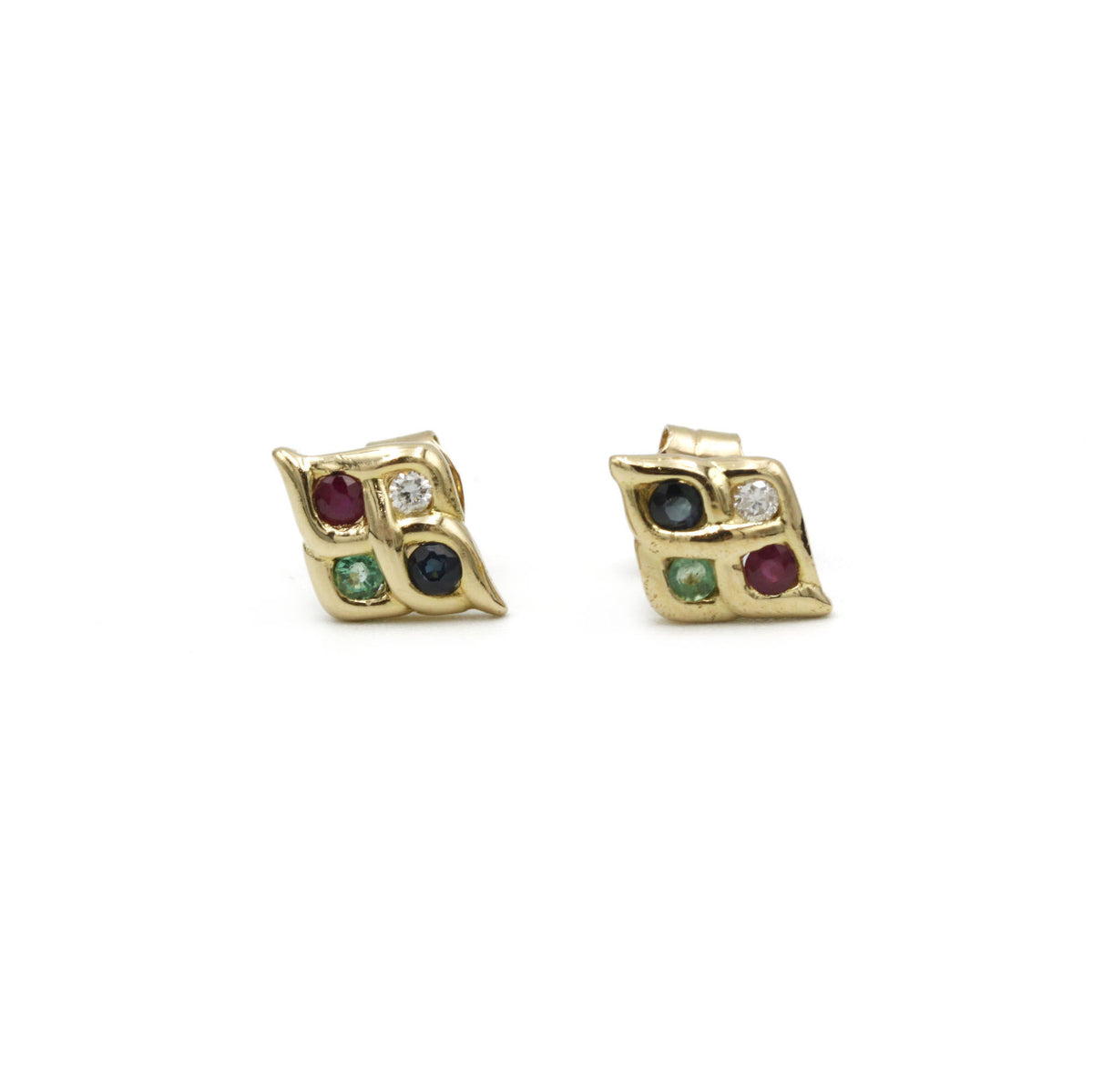 Boucles D'Oreilles - Or, Diamants, Saphirs, Rubis, Emeraudes