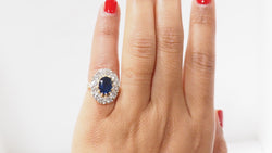 Bague Pompadour en or jaune saphir et diamants