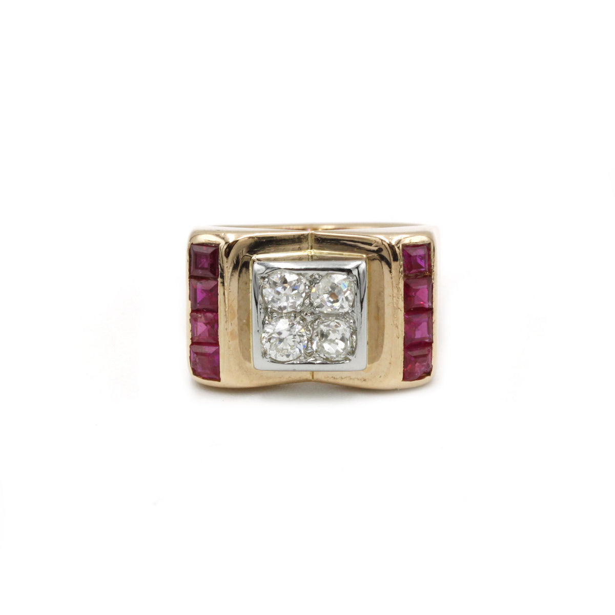 Bague TANK - Or, diamants et rubis