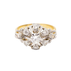 Bague Belle Époque en or, platine et diamants. Deuxième main