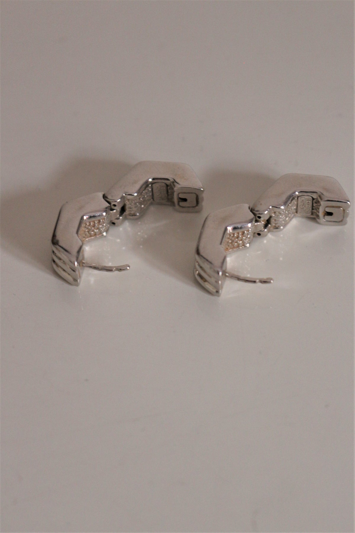 Chimento Boucles Pour Oreilles Percées Vintage En Or Blanc
